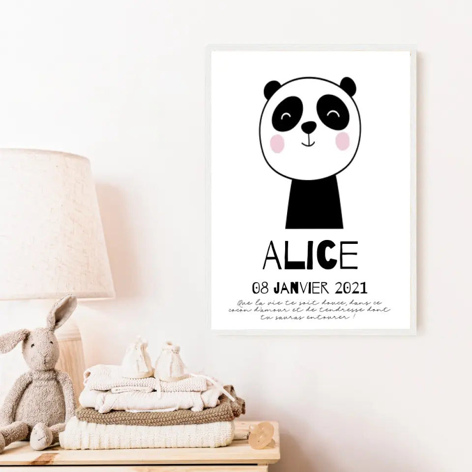 Tableau Naissance Personnalisé Panda