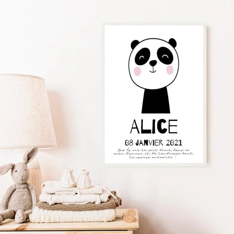 Tableau Naissance Personnalisé Panda