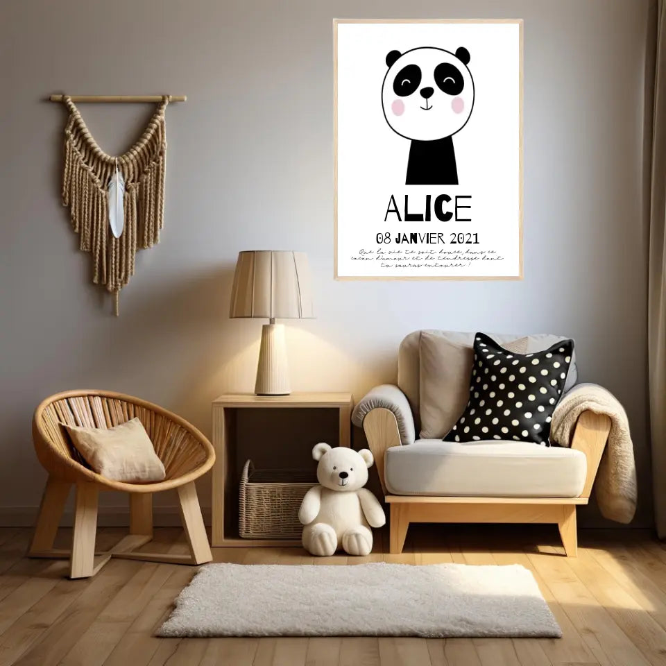 Tableau Naissance Personnalisé Panda