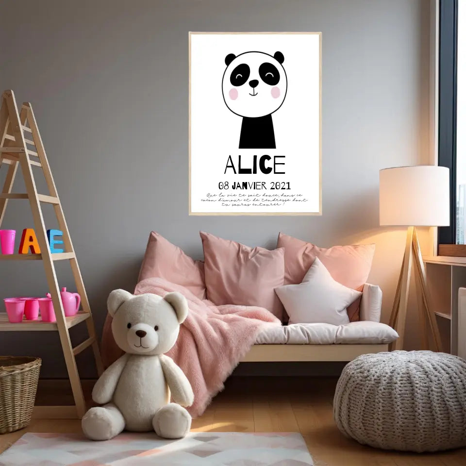 Tableau Naissance Personnalisé Panda