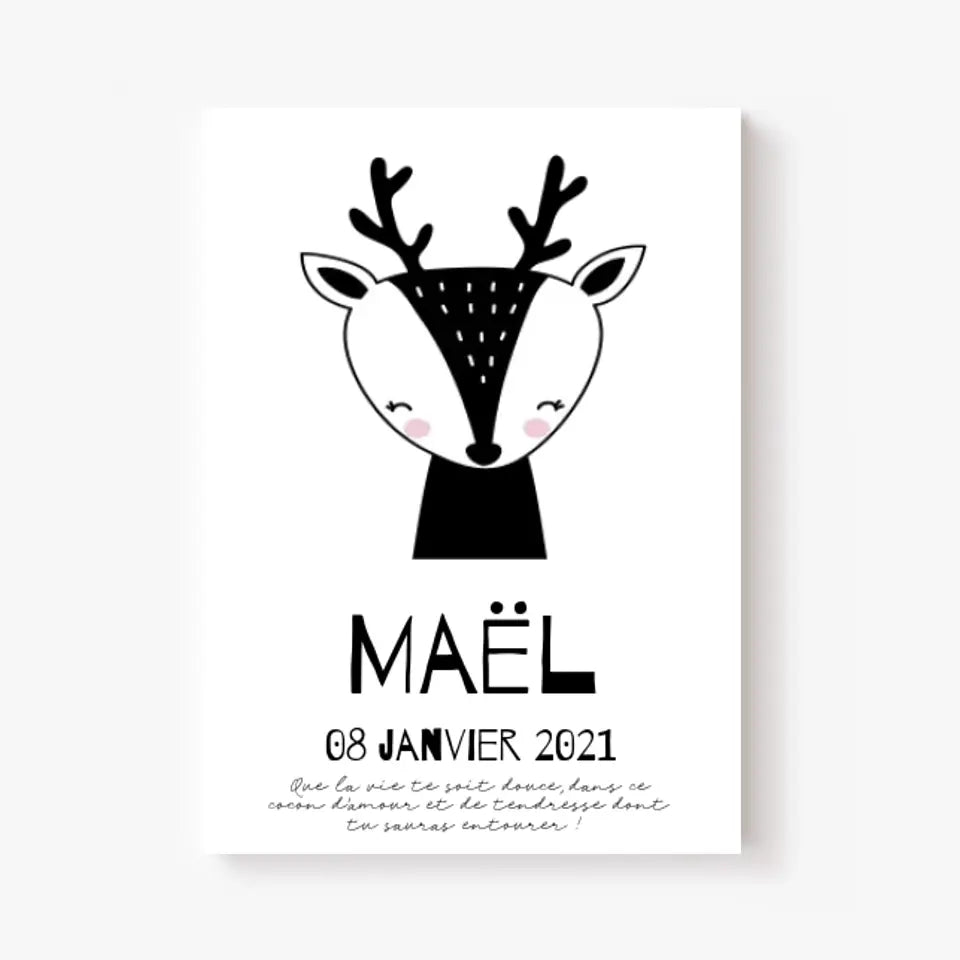 Tableau Naissance Personnalisé Biche