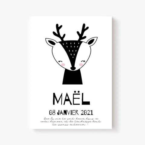 Tableau Naissance Personnalisé Biche