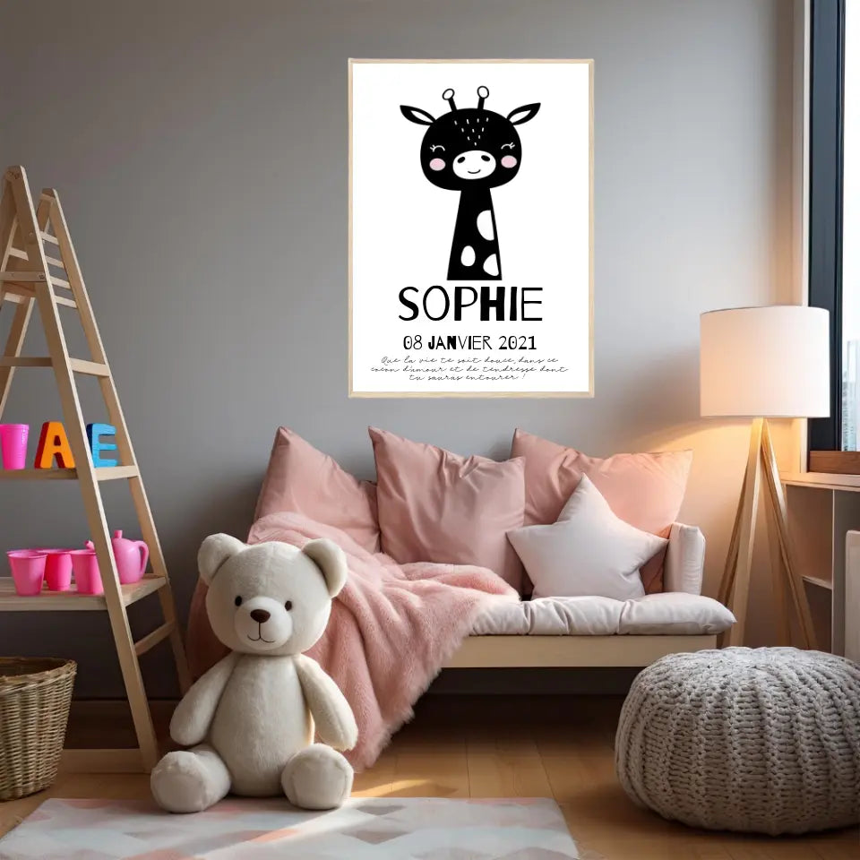 Tableau Naissance Personnalisé Girafe