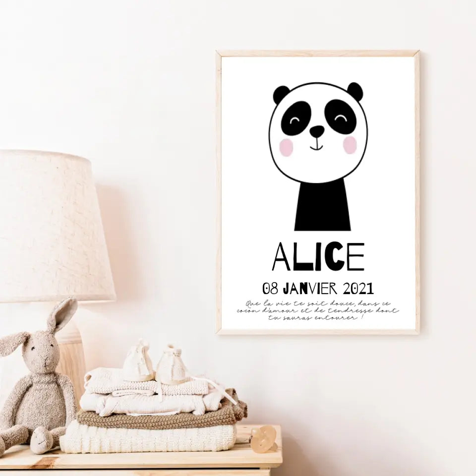 Tableau Naissance Personnalisé Panda