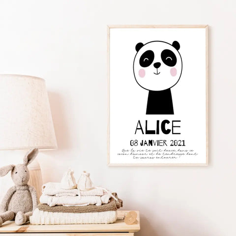 Tableau Naissance Personnalisé Panda