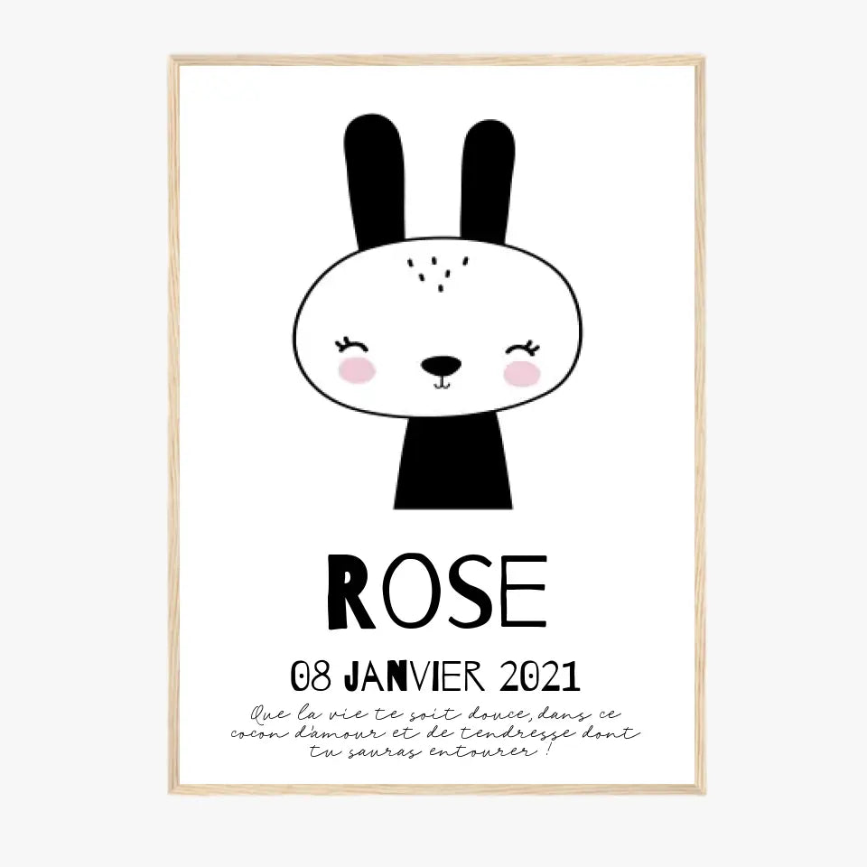 Tableau Naissance Personnalisé Lapin