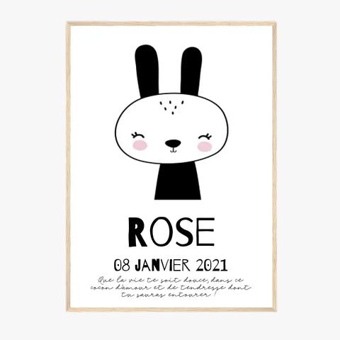 Tableau Naissance Personnalisé Lapin