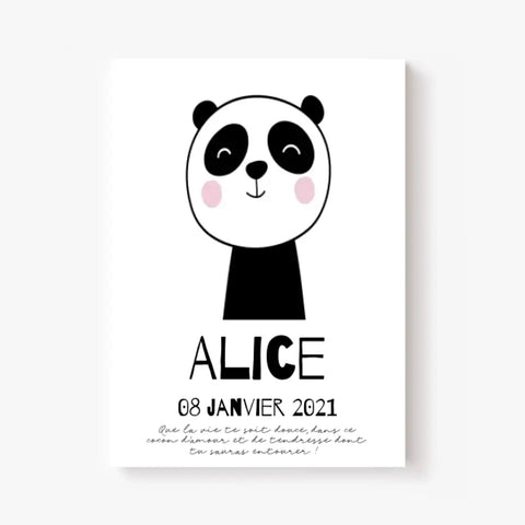 Tableau Naissance Personnalisé Panda