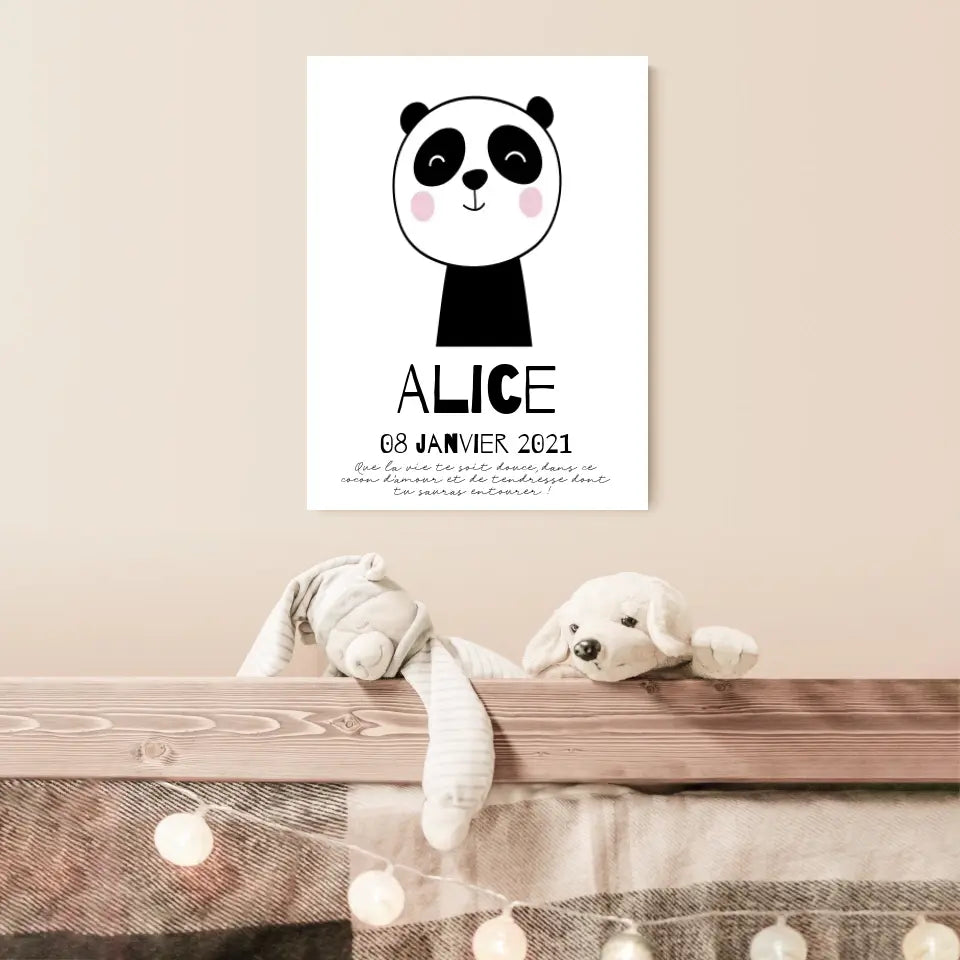 Tableau Naissance Personnalisé Panda