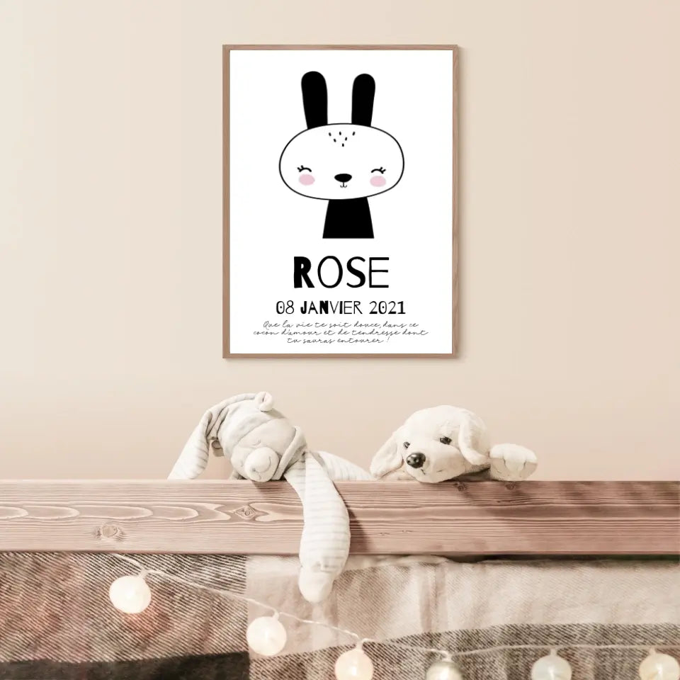 Tableau Naissance Personnalisé Lapin
