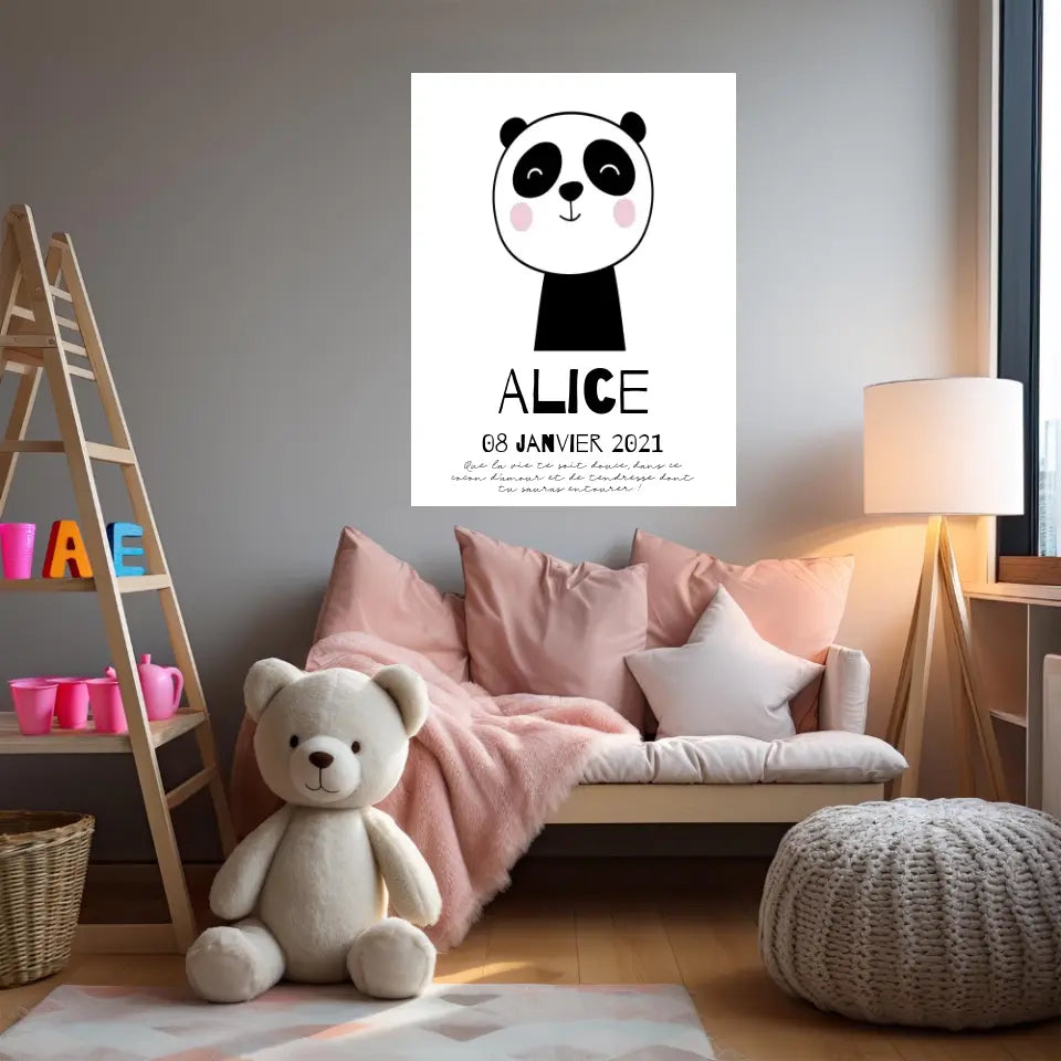 Tableau Naissance Personnalisé Panda