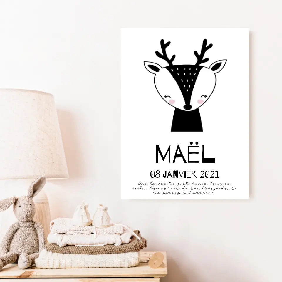 Tableau Naissance Personnalisé Biche