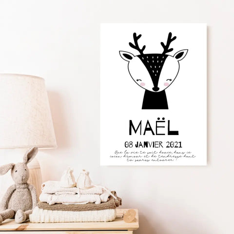 Tableau Naissance Personnalisé Biche