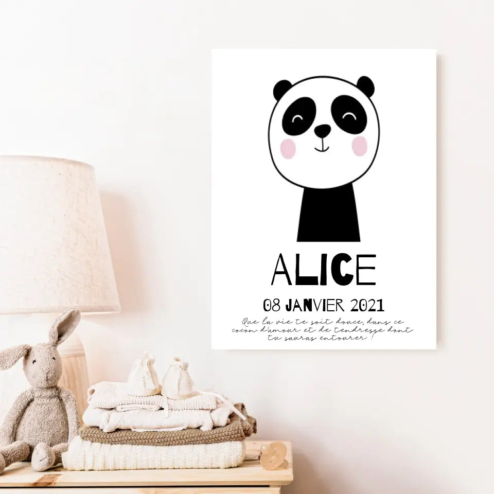 Tableau Naissance Personnalisé Panda