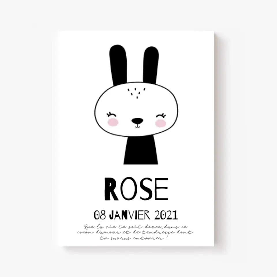 Tableau Naissance Personnalisé Lapin