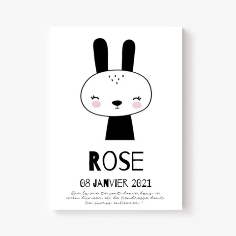 Tableau Naissance Personnalisé Lapin