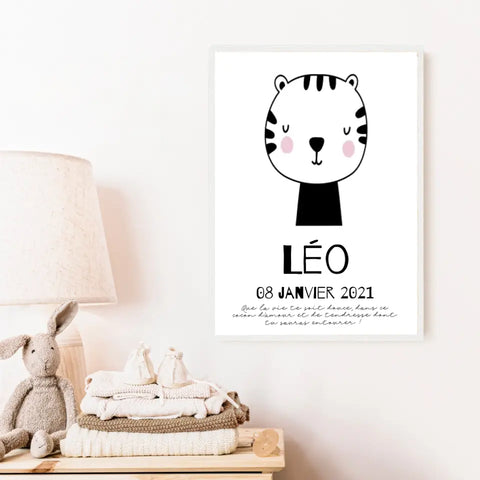 Tableau Naissance Personnalisé Tigre