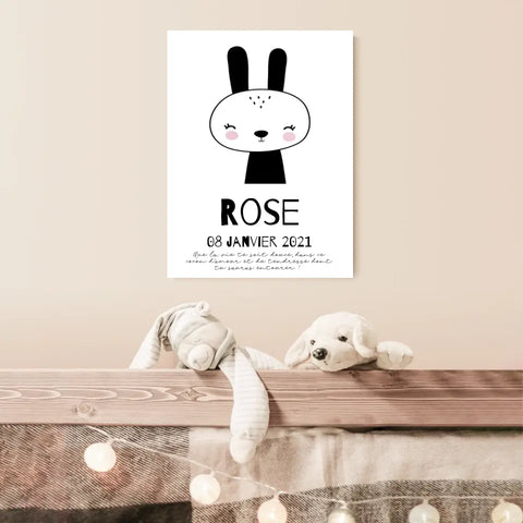 Tableau Naissance Personnalisé Lapin