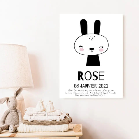 Tableau Naissance Personnalisé Lapin