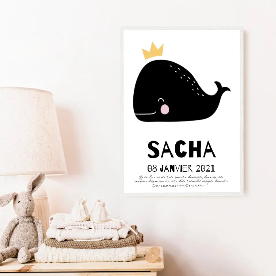 Tableau Naissance Personnalisé Baleine