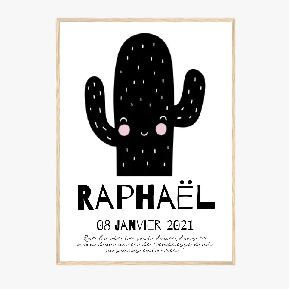 Tableau Naissance Personnalisé Cactus