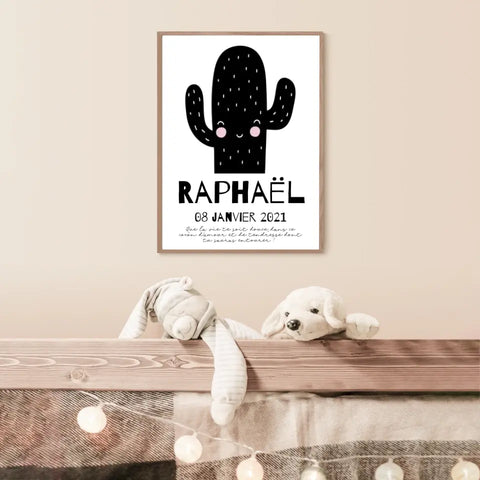 Tableau Naissance Personnalisé Cactus