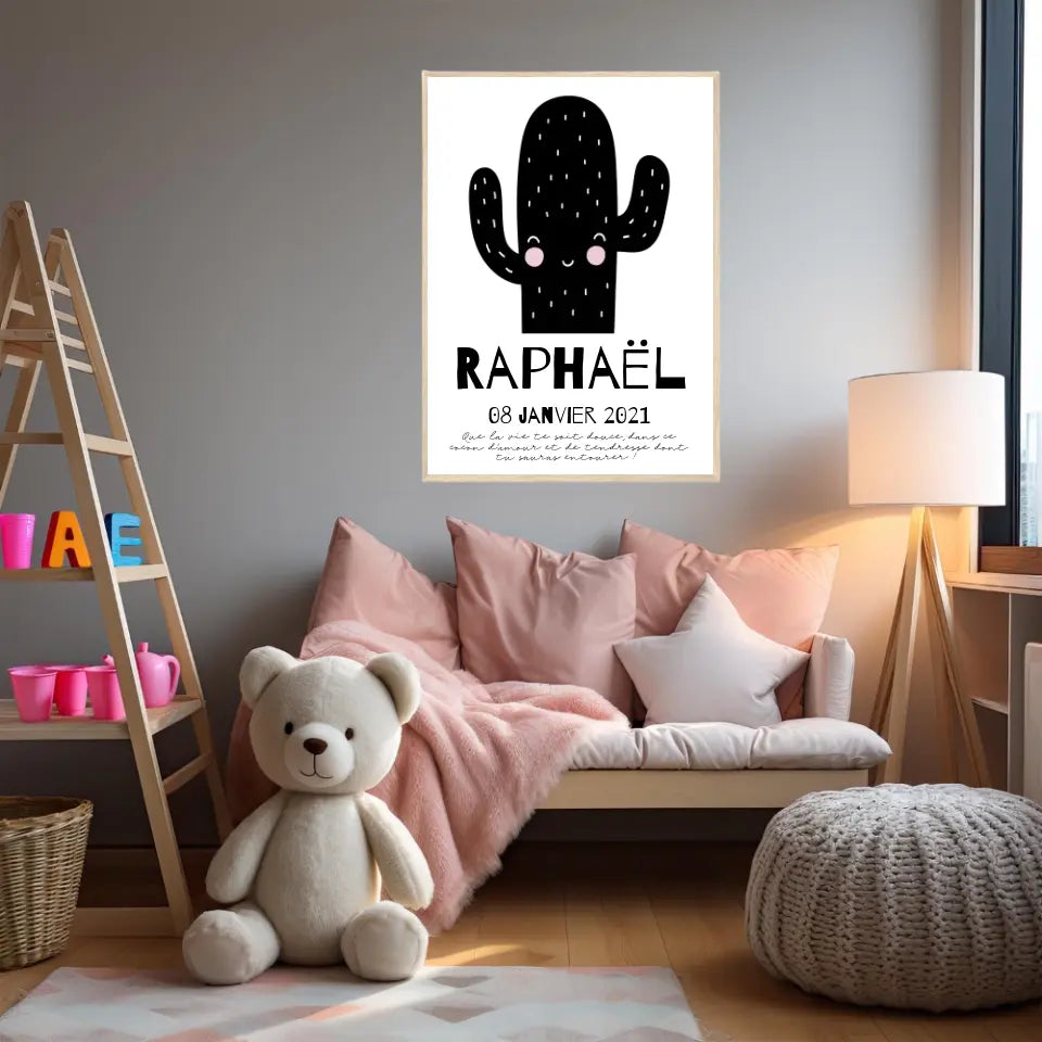 Tableau Naissance Personnalisé Cactus