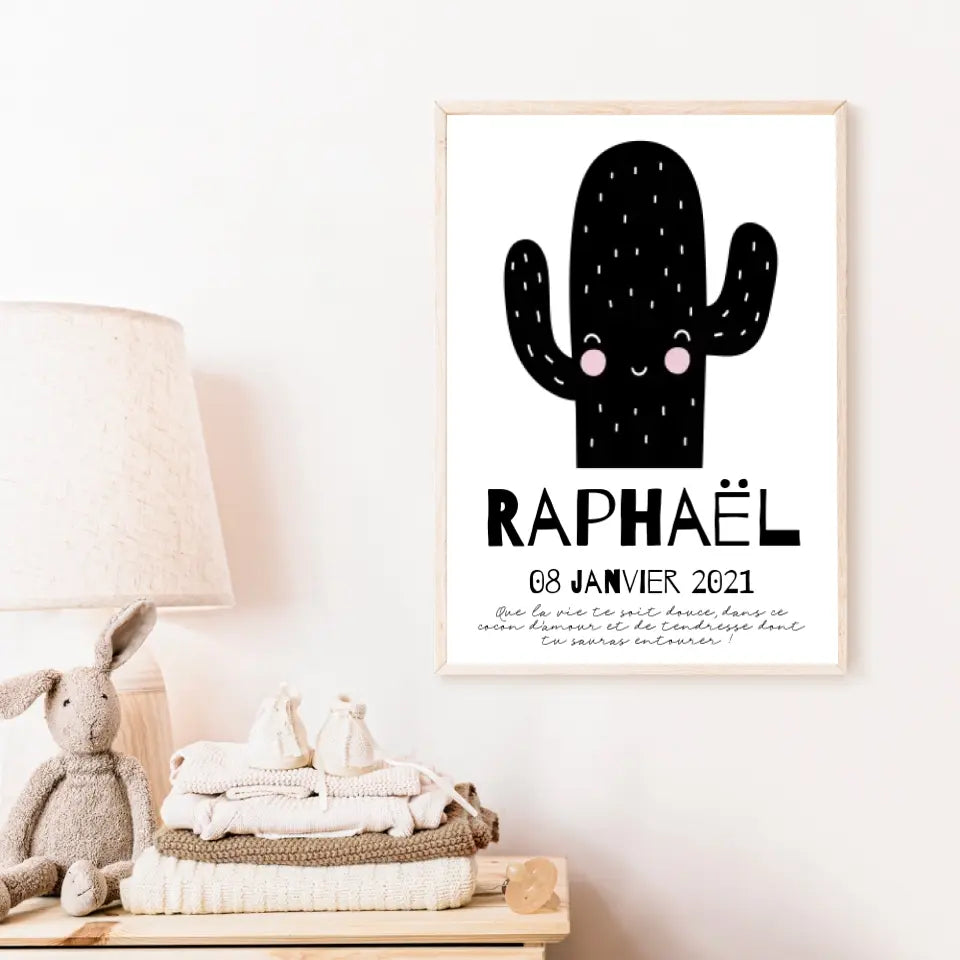 Tableau Naissance Personnalisé Cactus