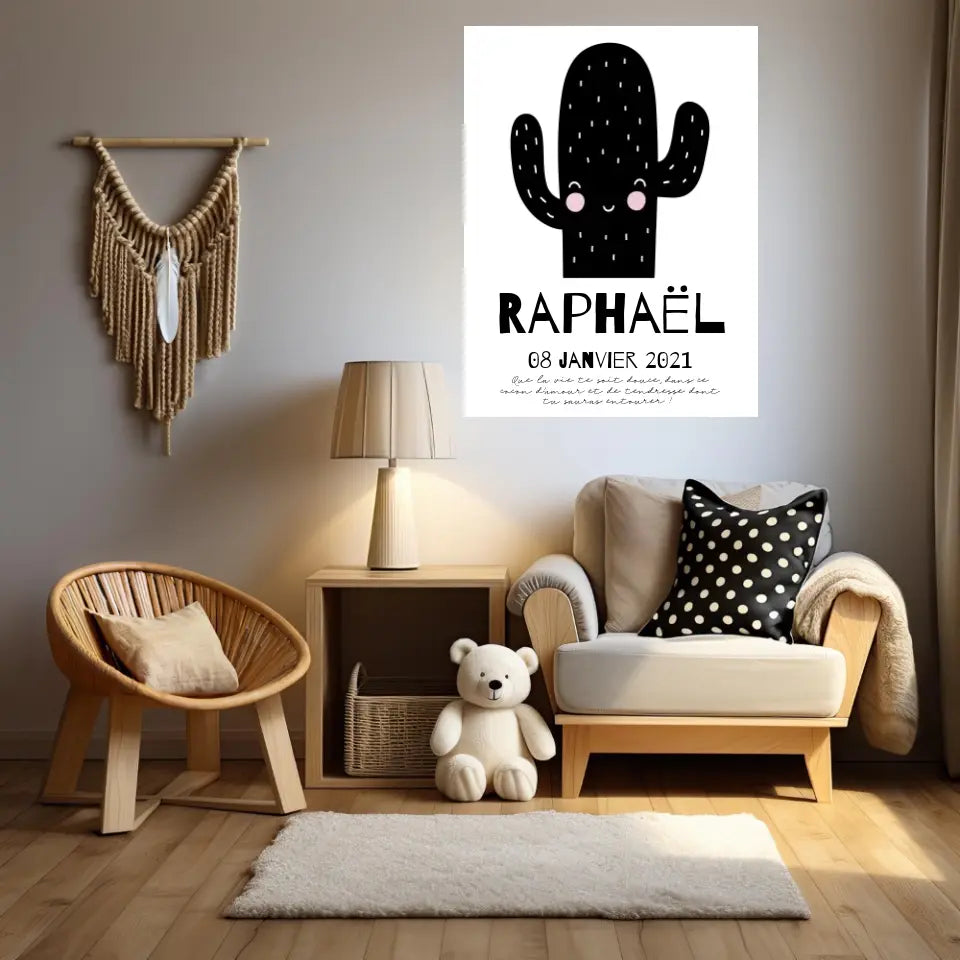 Tableau Naissance Personnalisé Cactus