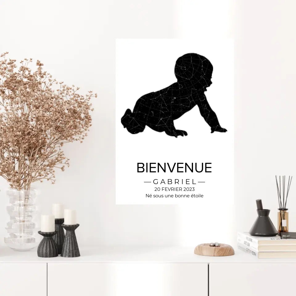 Tableau carte du ciel personnalisé bébé