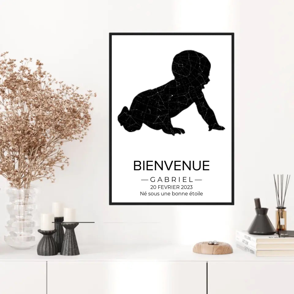 Tableau carte du ciel personnalisé bébé