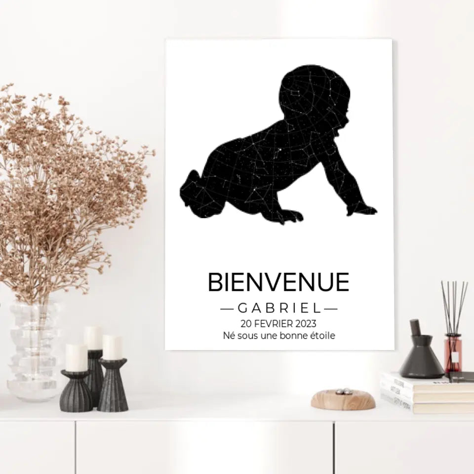 Tableau carte du ciel personnalisé bébé
