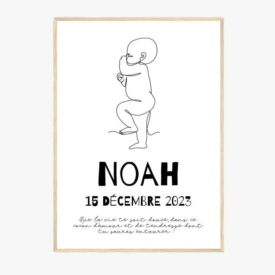 Affiche Naissance Personnalisé Line Art Bébé