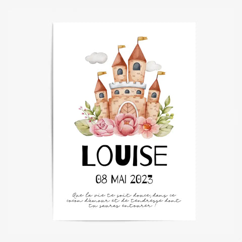 Affiche Naissance Personnalisé Château