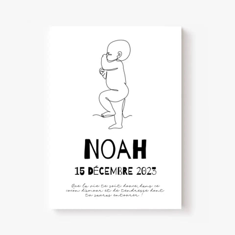 Affiche Naissance Personnalisé Line Art Bébé