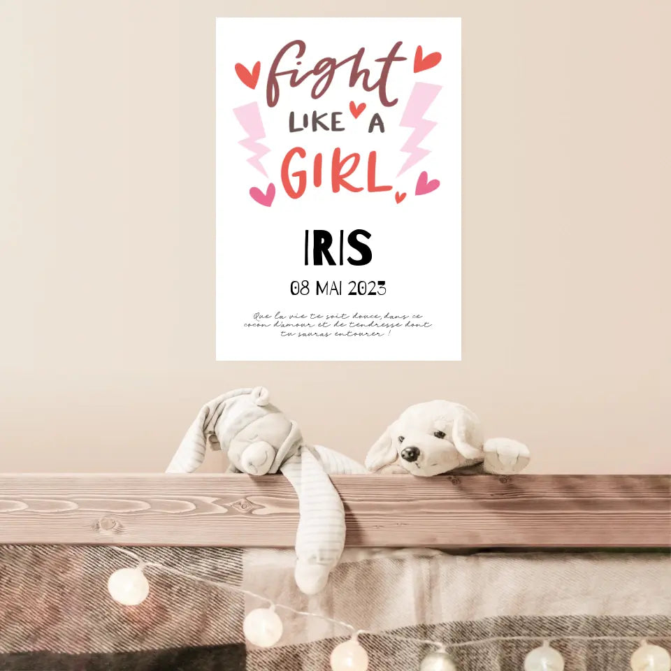 Affiche Naissance Personnalisé Fight Like Girl