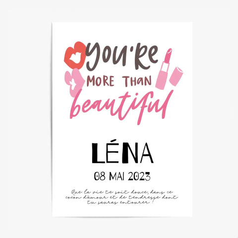 Affiche Naissance Personnalisé You Are Beautiful