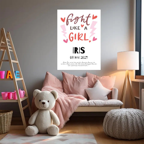 Affiche Naissance Personnalisé Fight Like Girl