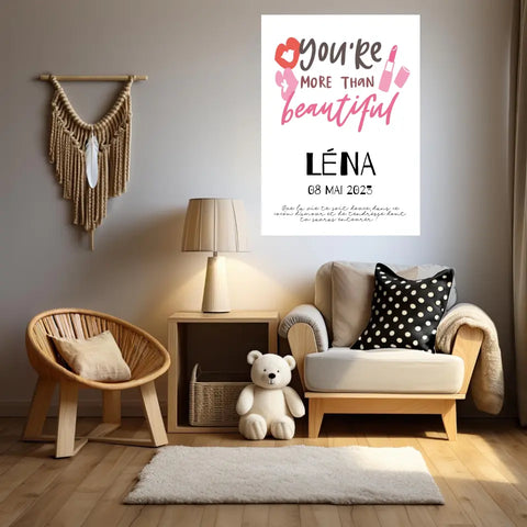 Affiche Naissance Personnalisé You Are Beautiful