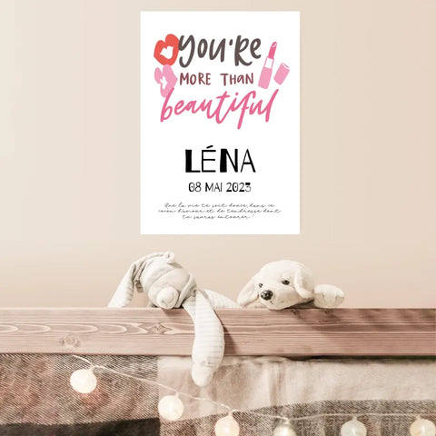 Affiche Naissance Personnalisé You Are Beautiful