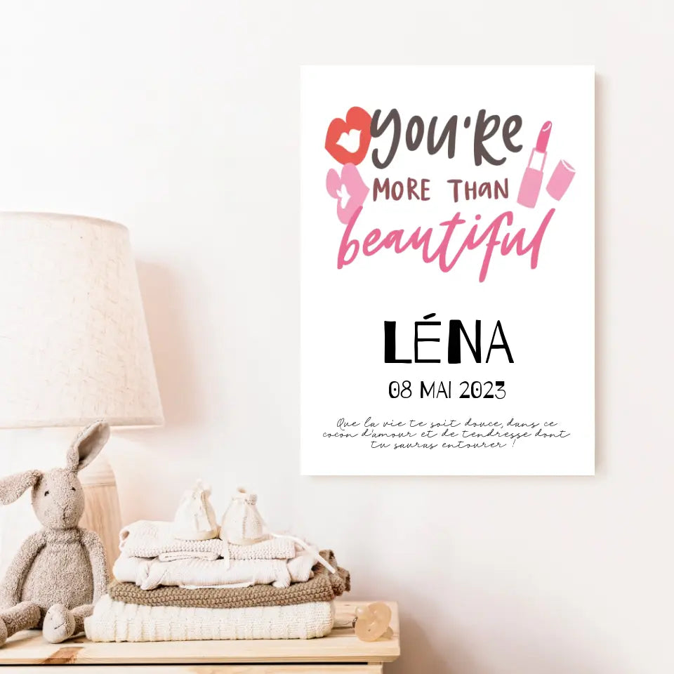 Affiche Naissance Personnalisé You Are Beautiful