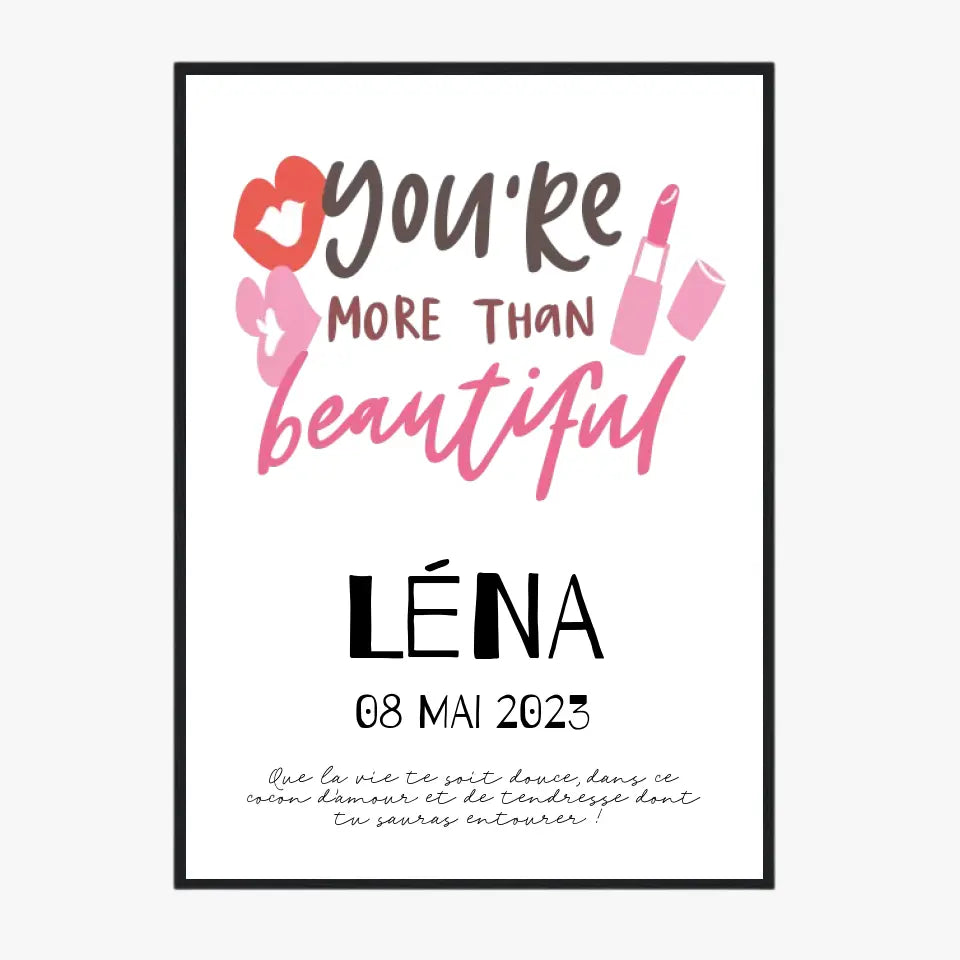 Affiche Naissance Personnalisé You Are Beautiful