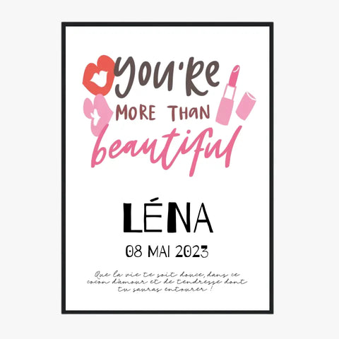 Affiche Naissance Personnalisé You Are Beautiful