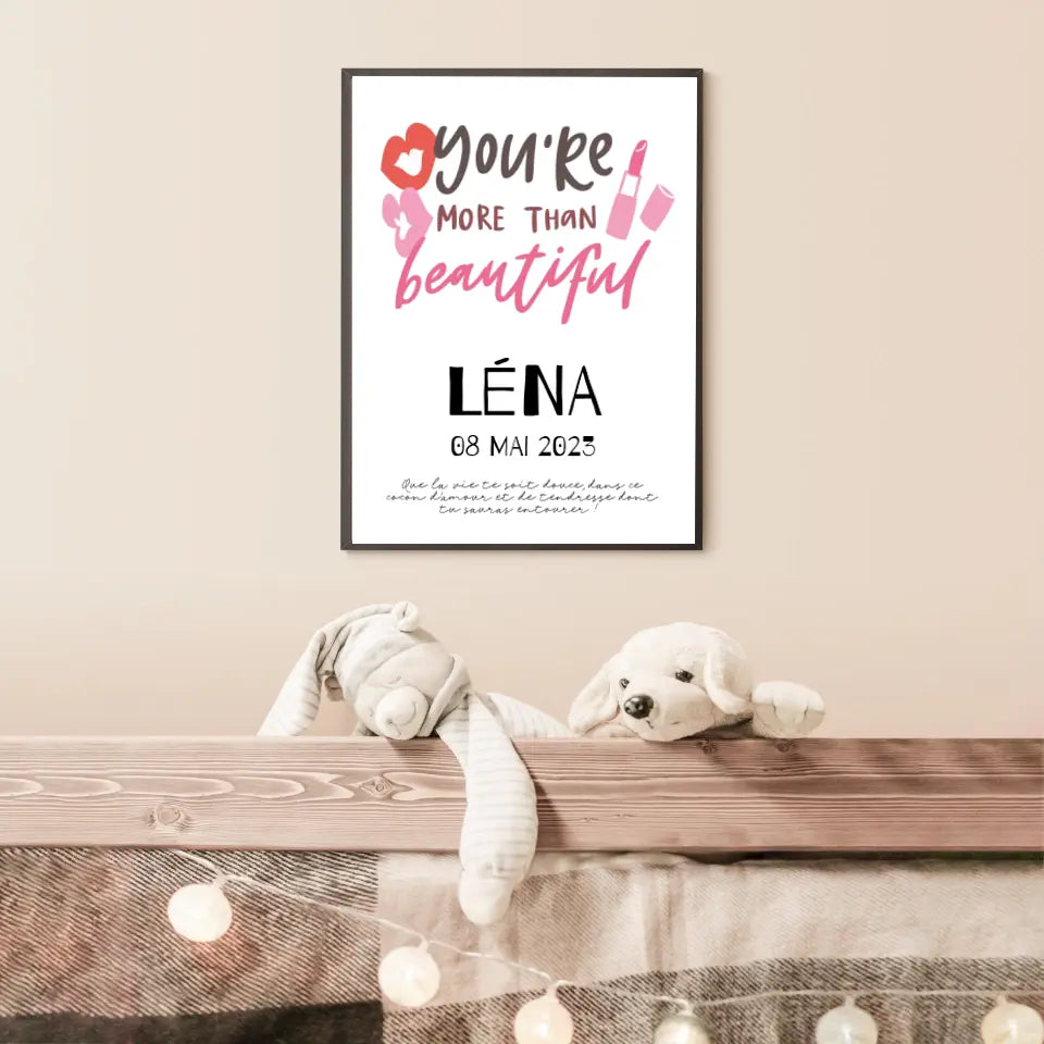 Affiche Naissance Personnalisé You Are Beautiful