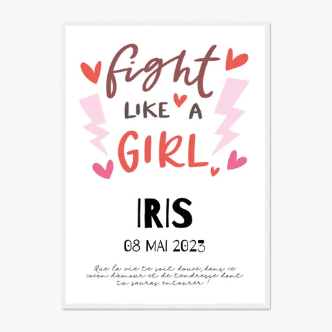 Affiche Naissance Personnalisé Fight Like Girl