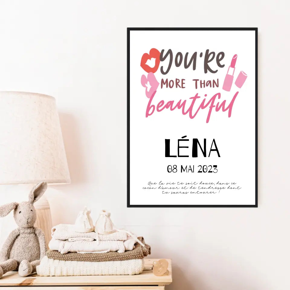 Affiche Naissance Personnalisé You Are Beautiful
