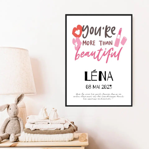Affiche Naissance Personnalisé You Are Beautiful