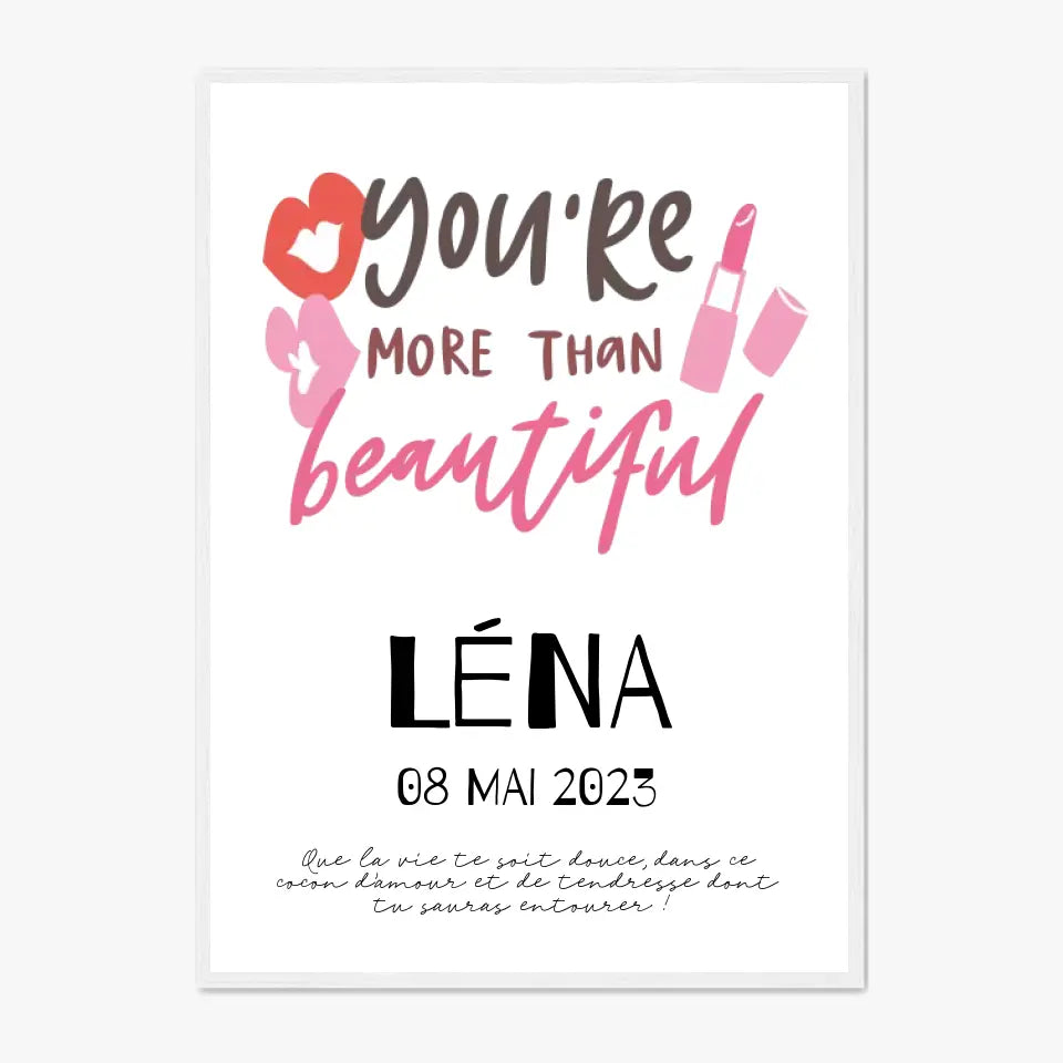 Affiche Naissance Personnalisé You Are Beautiful