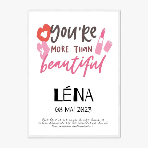 Affiche Naissance Personnalisé You Are Beautiful