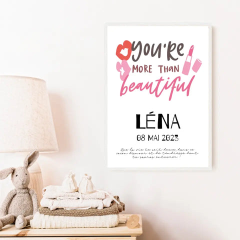 Affiche Naissance Personnalisé You Are Beautiful